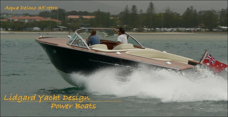 Retro power boat by Lidgard Yacht Design