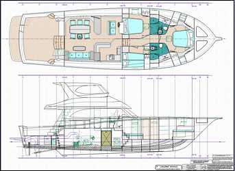 64 ft production monohull powerboat designs by Lidgard Yacht Design general arrangement plan